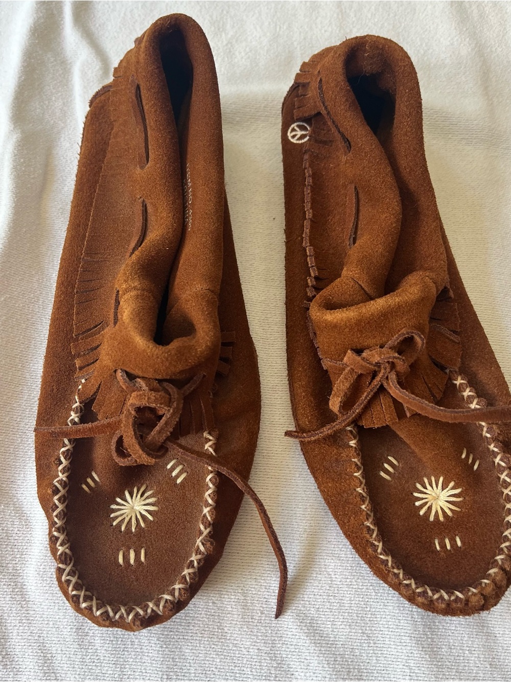 Women’s Tex Peace  Moccasin’s
Brown Suede Fringe Moccasin Flats